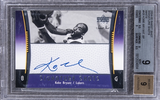 2004-05 UD "Sweet Shots" Signature Shots White #SSW-KB Kobe Bryant Signed Card – BGS MINT 9/BGS 9